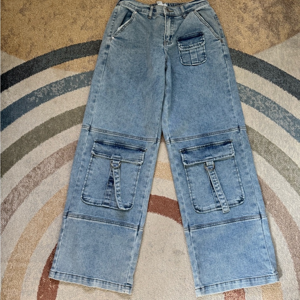 Forever 21 Light Blue Cargo Jeans